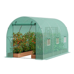 VEVOR front view of tunnel greenhouse showing secure entry and coverage benefit