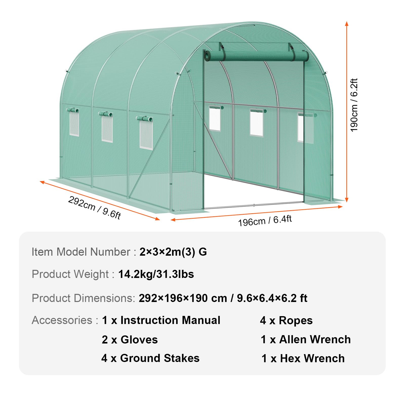 VEVOR greenhouse anchored with U-stakes showing stability in windy conditions benefit