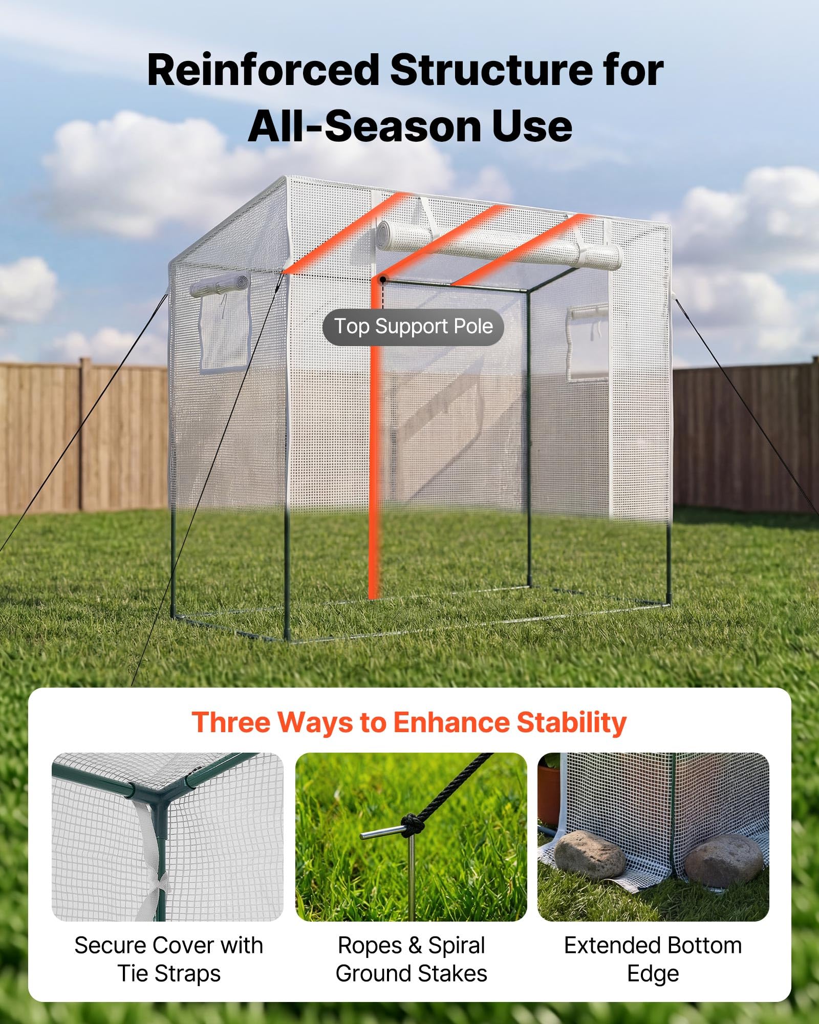 VEVOR greenhouse window tied open to improve airflow and reduce heat