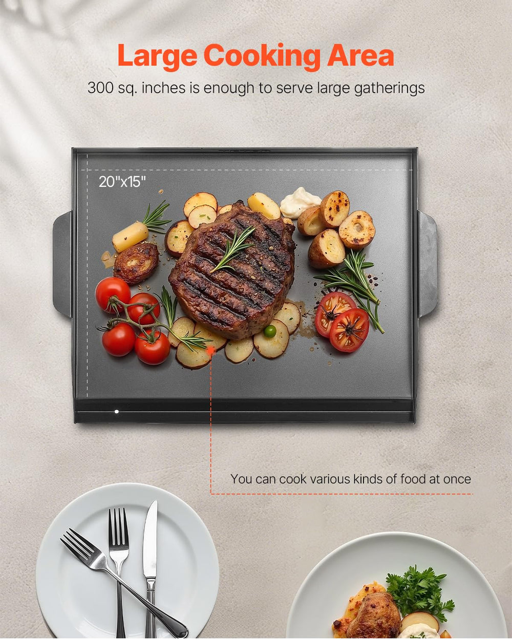 VEVOR griddle grease trough and drain channel for cleaner cooking and less flare-ups