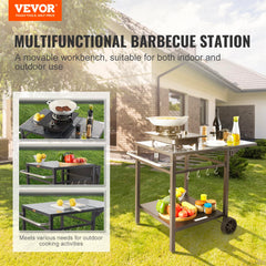 VEVOR foldable side table extended showing extra workspace and compact storage benefit
