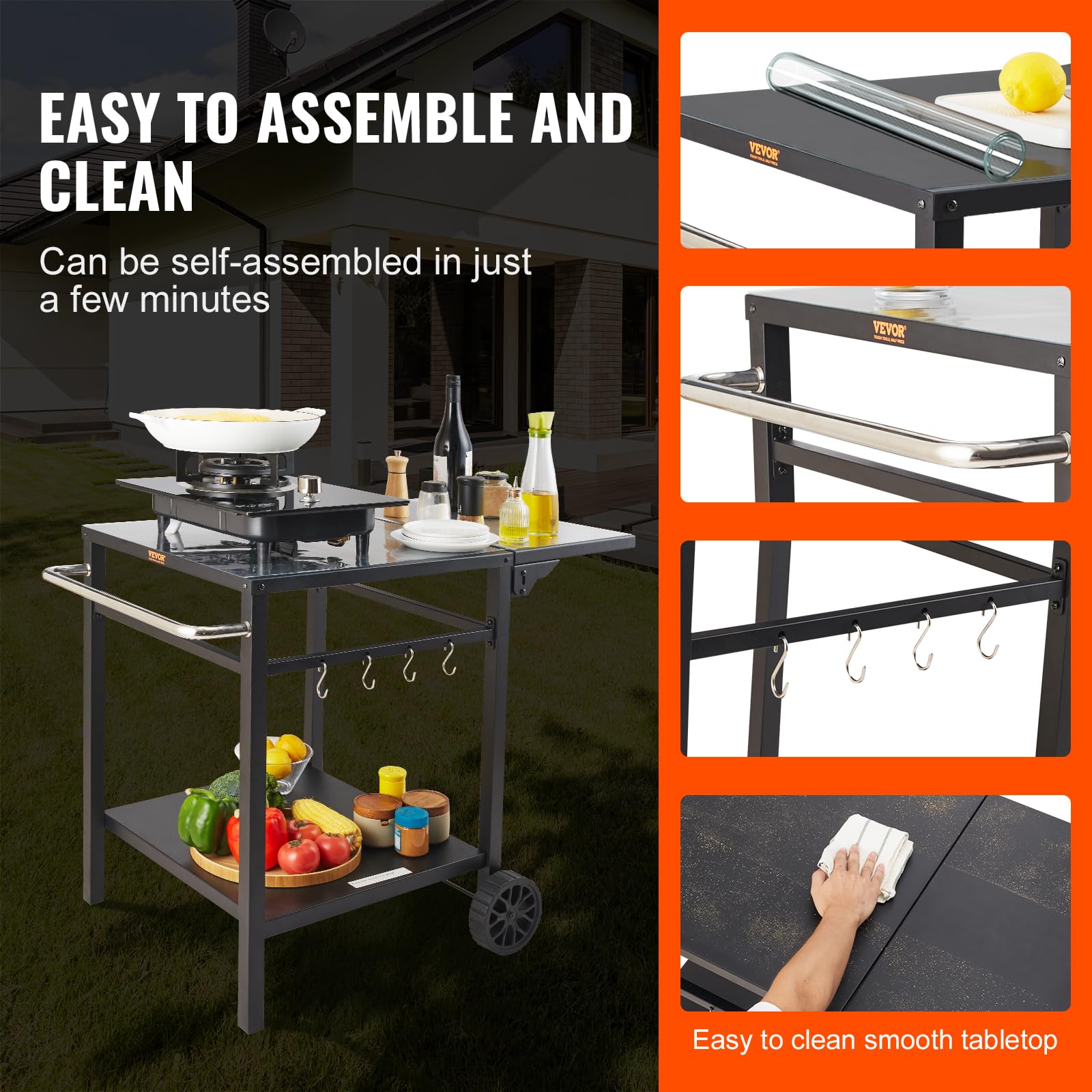 VEVOR accessory hooks with grilling tools hung for quick access and tidy storage