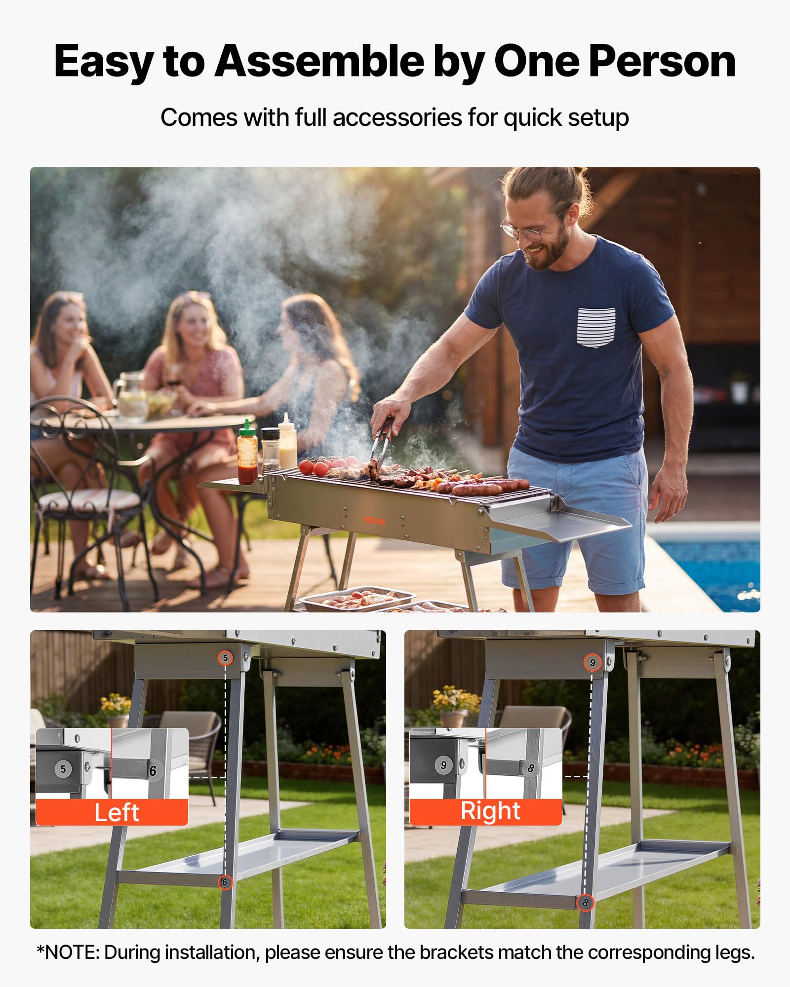 VEVOR grill set up at a campsite showing outdoor cooking versatility