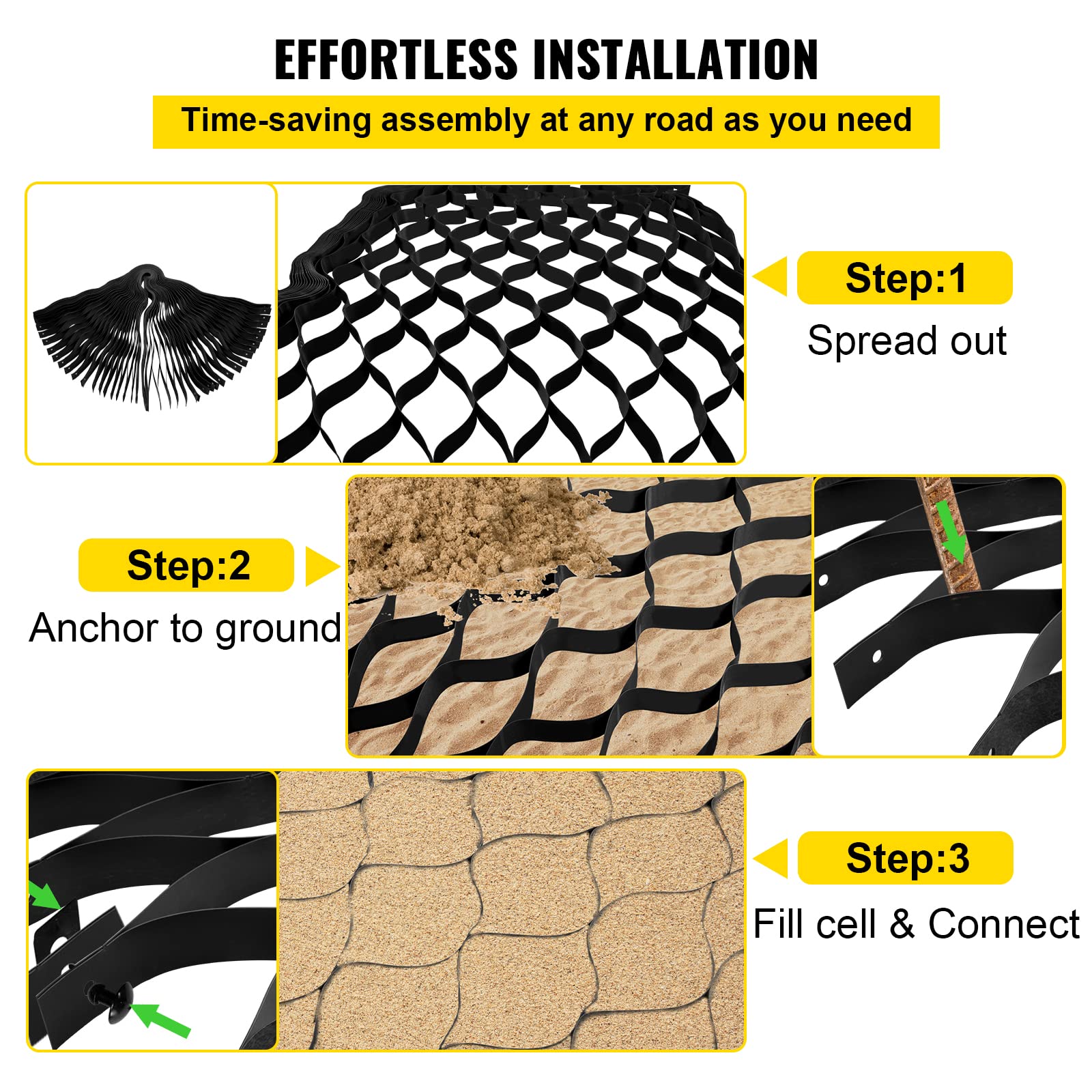 VEVOR edge connection buckles displaying secure panel joining benefit