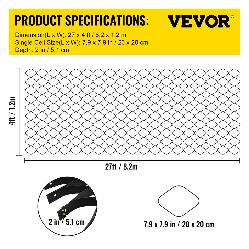 VEVOR ground grid next to tools showing scale and DIY-friendly benefit