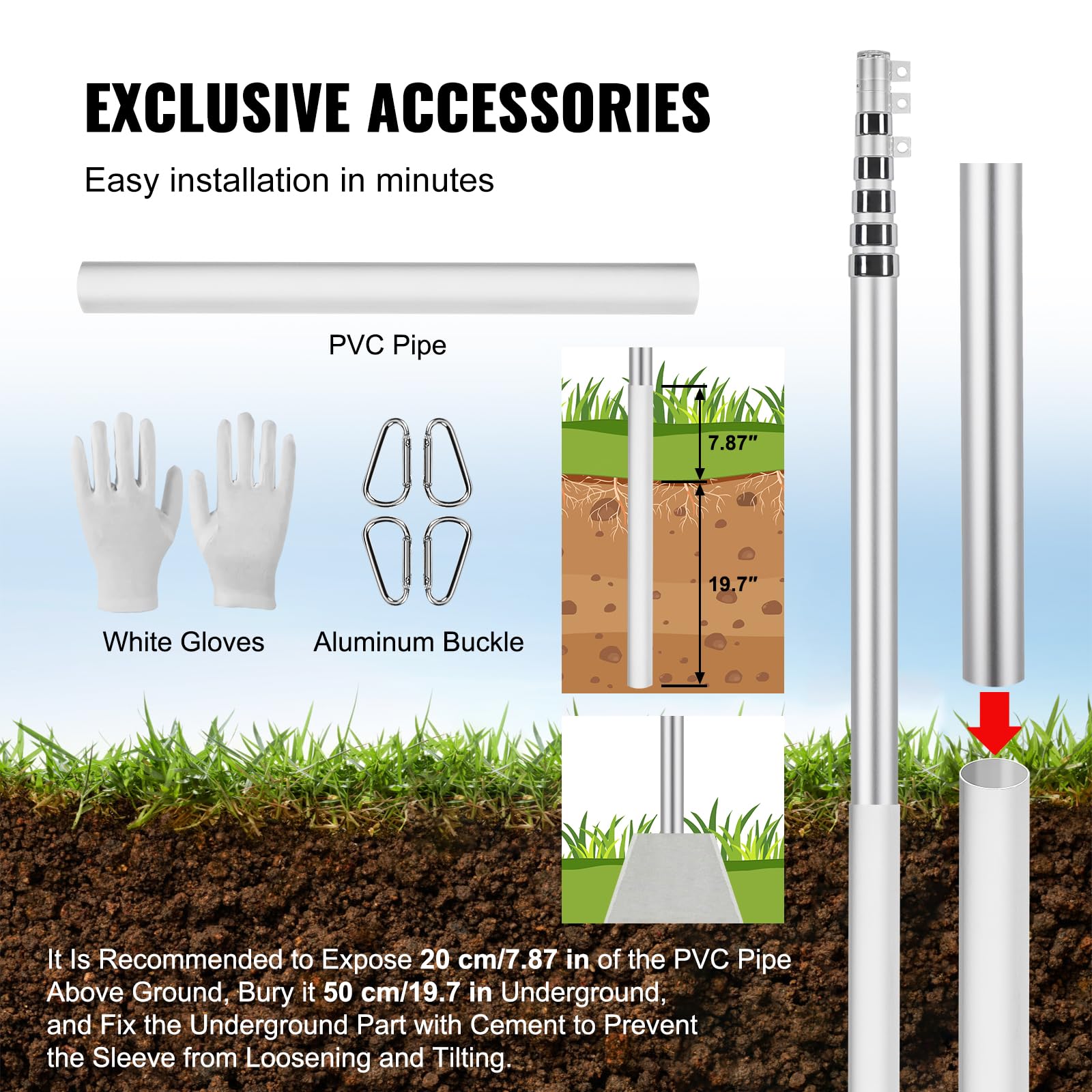 VEVOR PVC sleeve and ground mount kit pictured for simple installation
