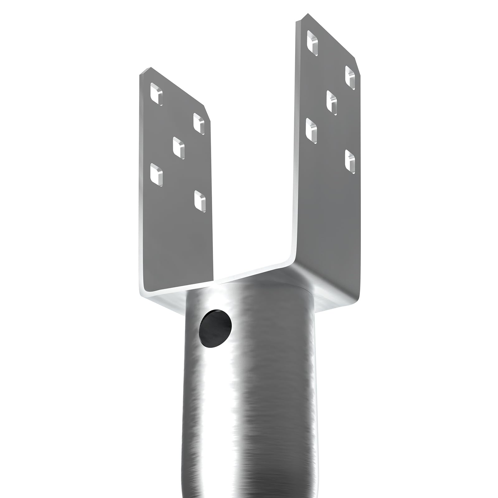 VEVOR ground screw securing a mailbox in a yard displaying practical use