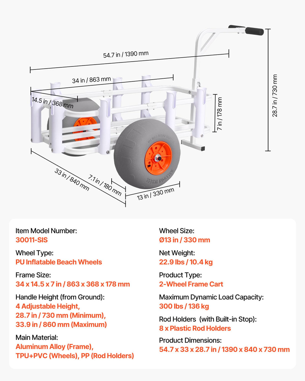VEVOR handle and wheel in motion for easy steering and pulling