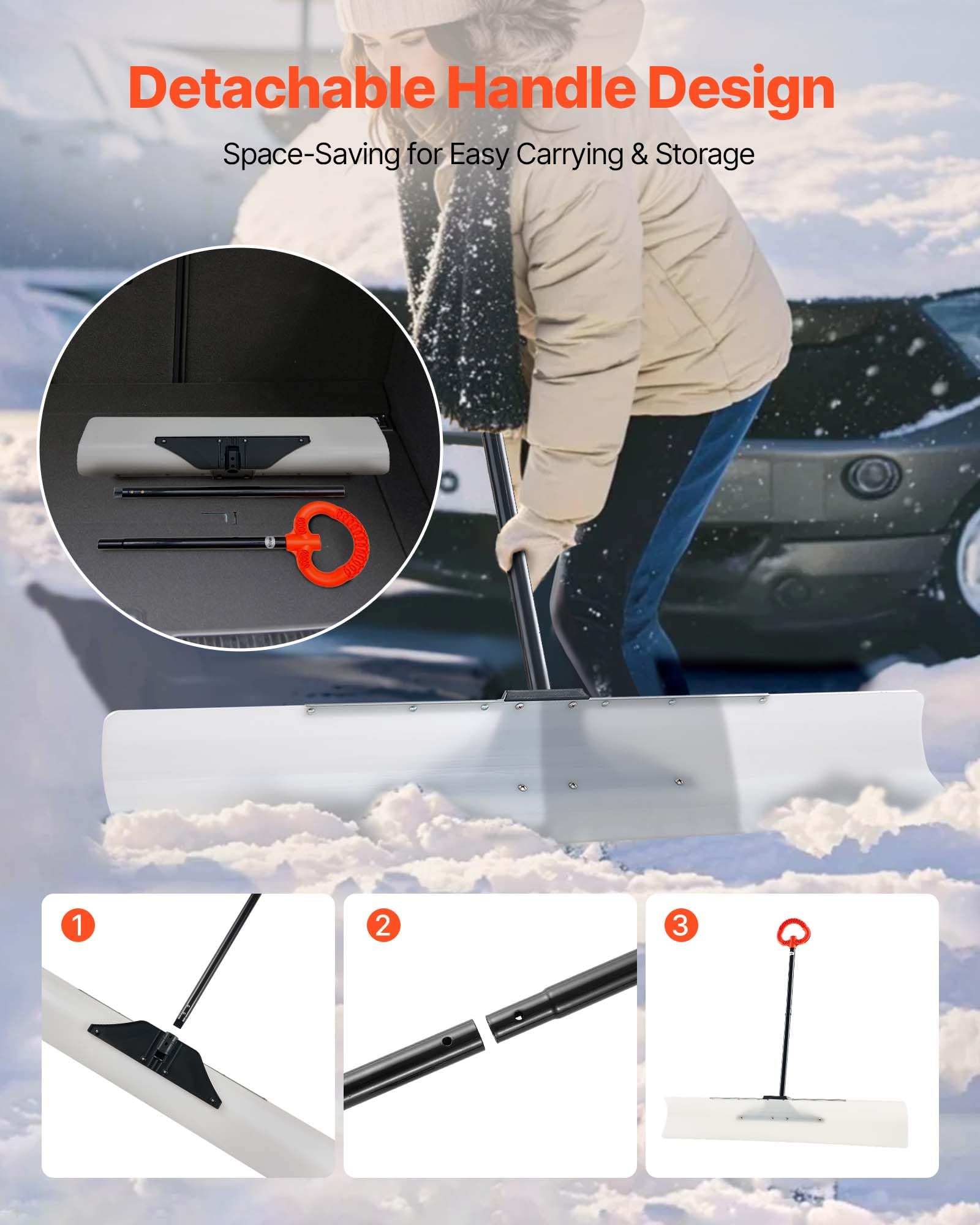 VEVOR handle disassembled compact for easy storage in trunk or garage