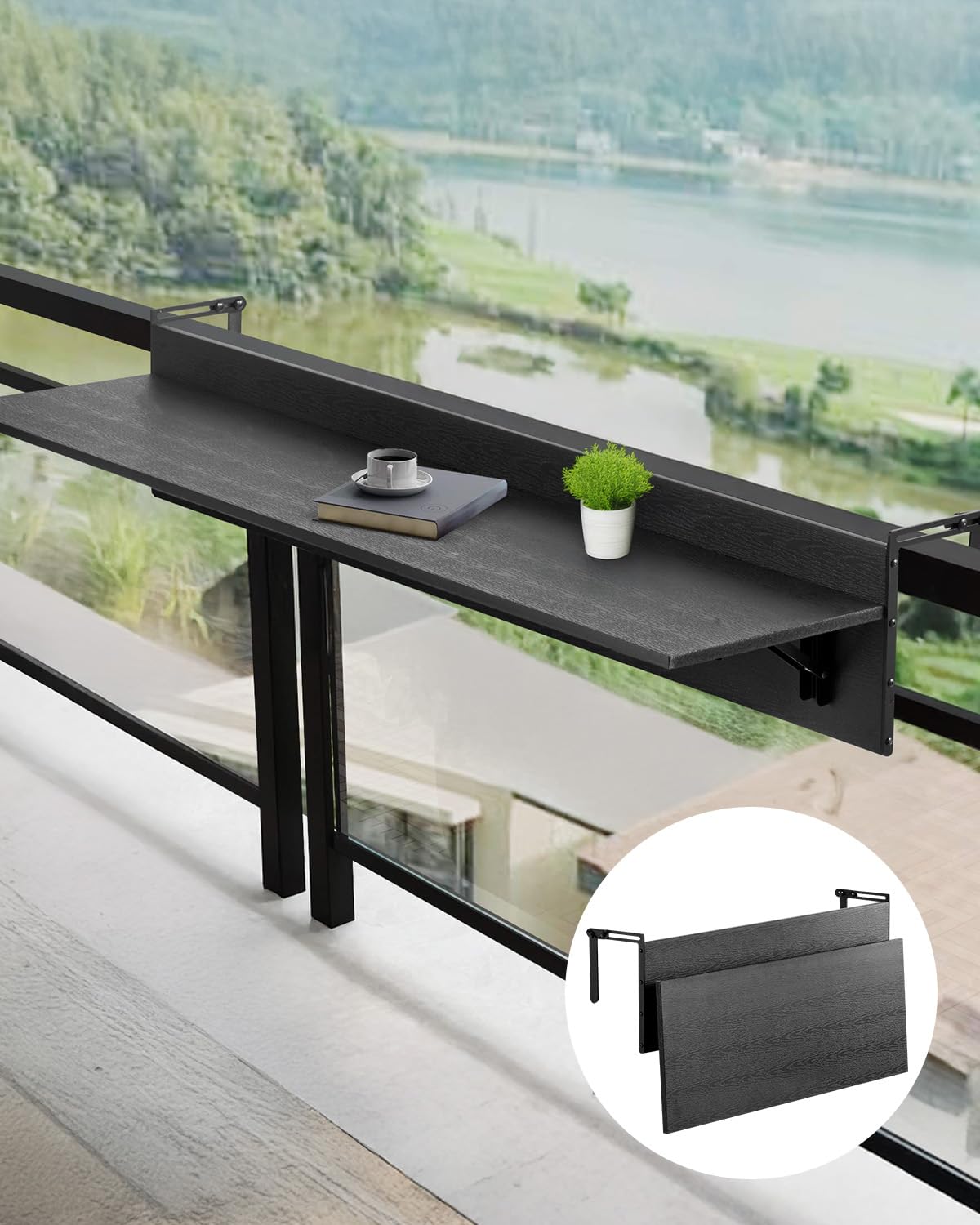 VEVOR hanging table front view showing full tabletop and brackets for instant outdoor surface
