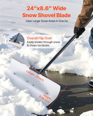 VEVOR close-up of HDPE blade surface highlighting wear resistance and low snow adhesion benefit