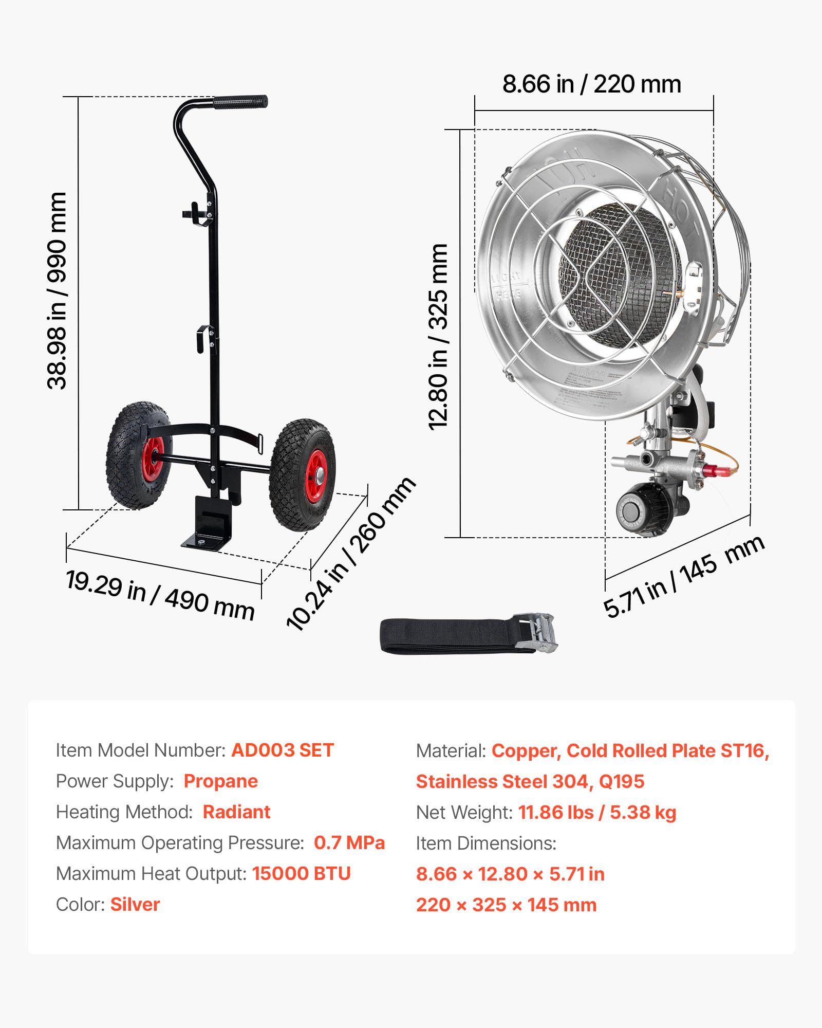 VEVOR heater in ice fishing shelter demonstrating reliable warmth outdoors