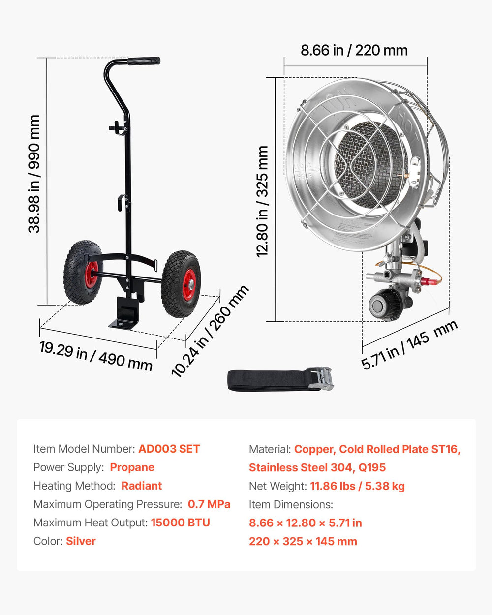 VEVOR heater in ice fishing shelter demonstrating reliable warmth outdoors