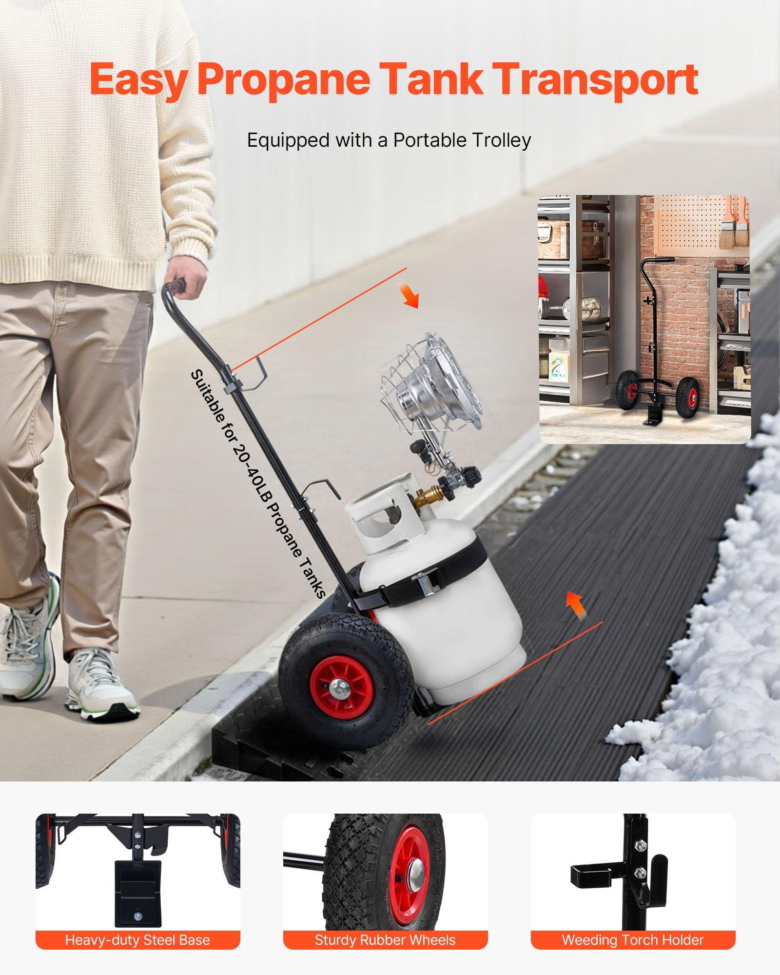VEVOR heater trolley base and wheels for easy movement and secure transport