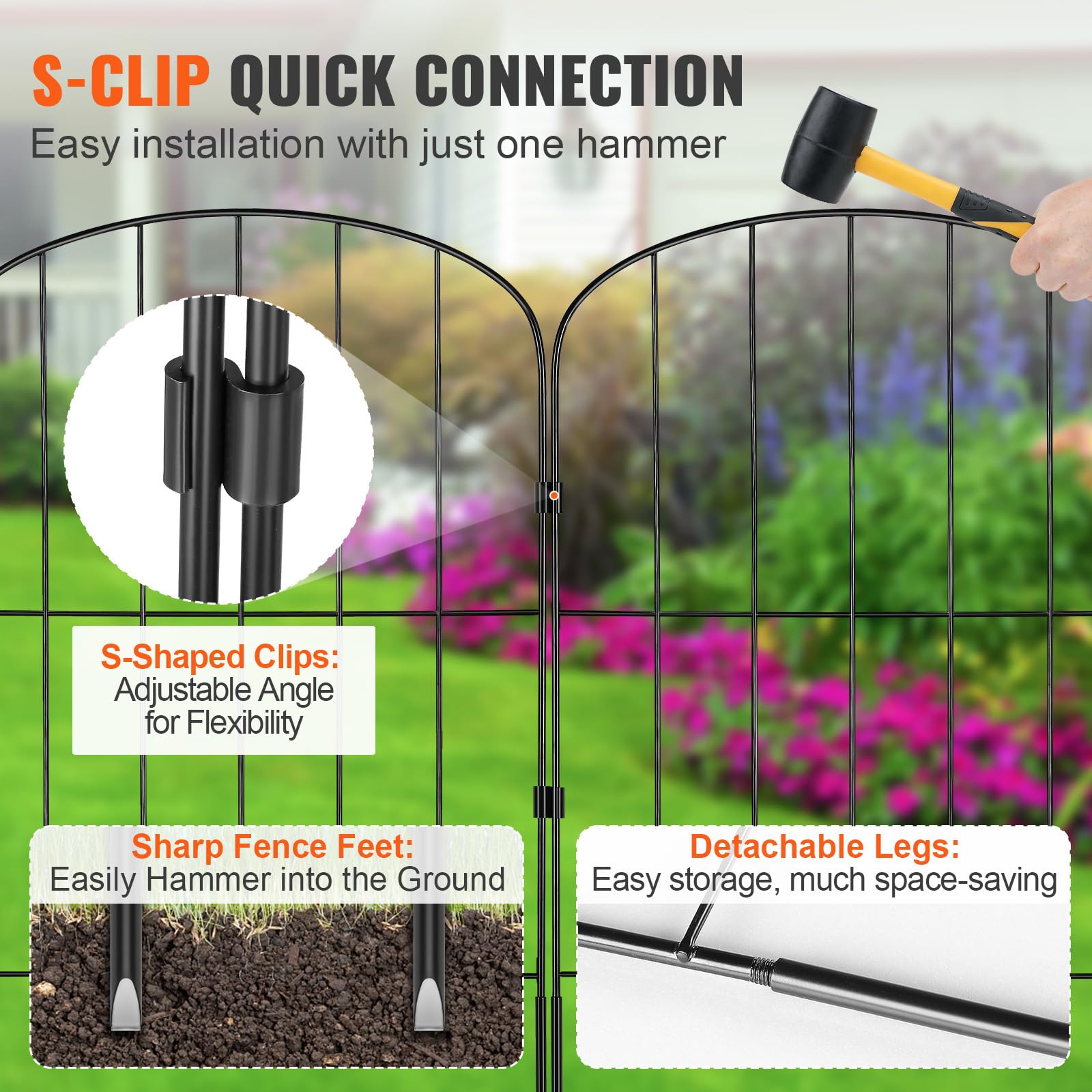 VEVOR fence next to a foot for clear 24-inch height scale
