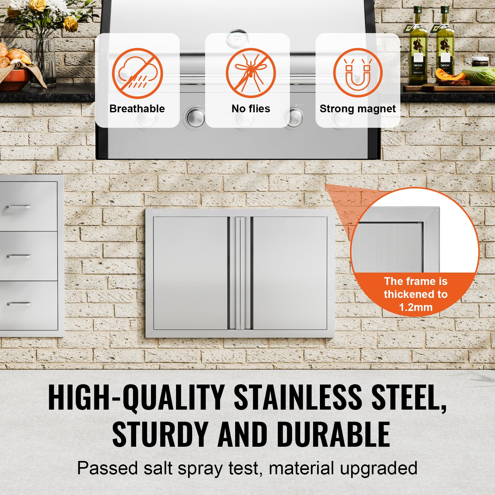 VEVOR recessed hidden handle detail providing snag-free access and sleek appearance