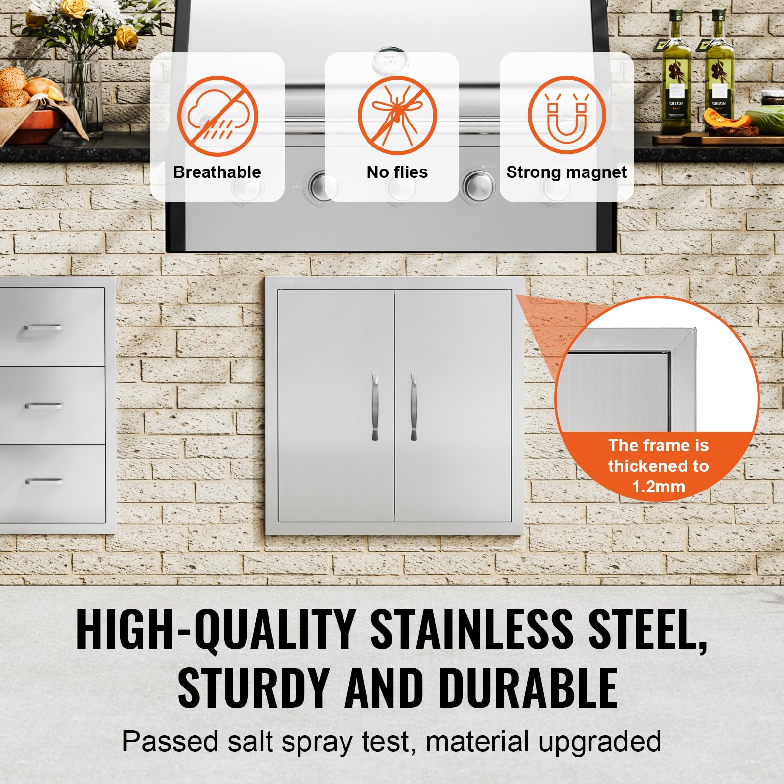 VEVOR hidden handle detail offering low-profile look and safer operation