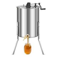 VEVOR front view of honey extractor showing capacity and finish, easy operation benefit