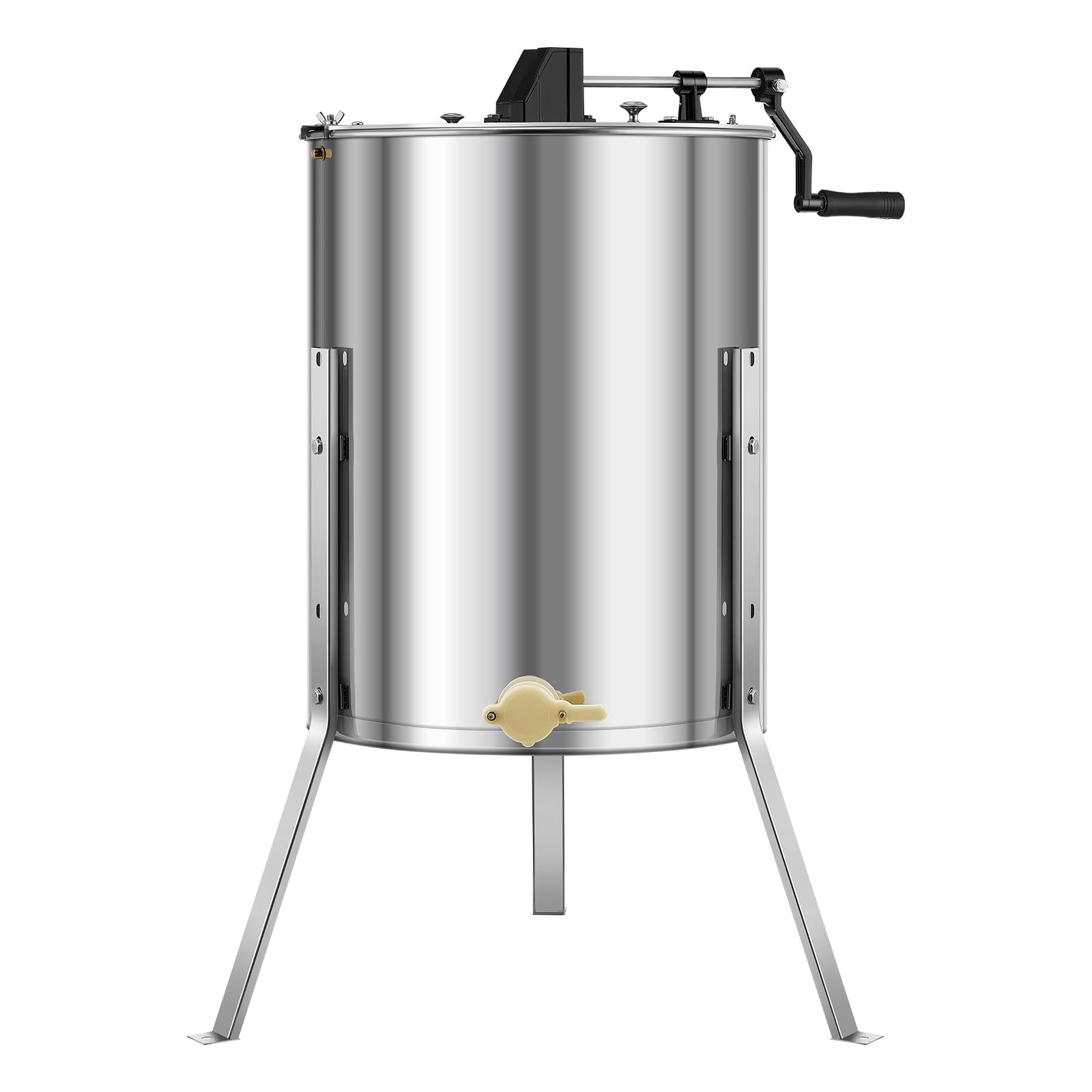 VEVOR extractor in backyard setting with beekeeper showing practical small‑batch use benefit