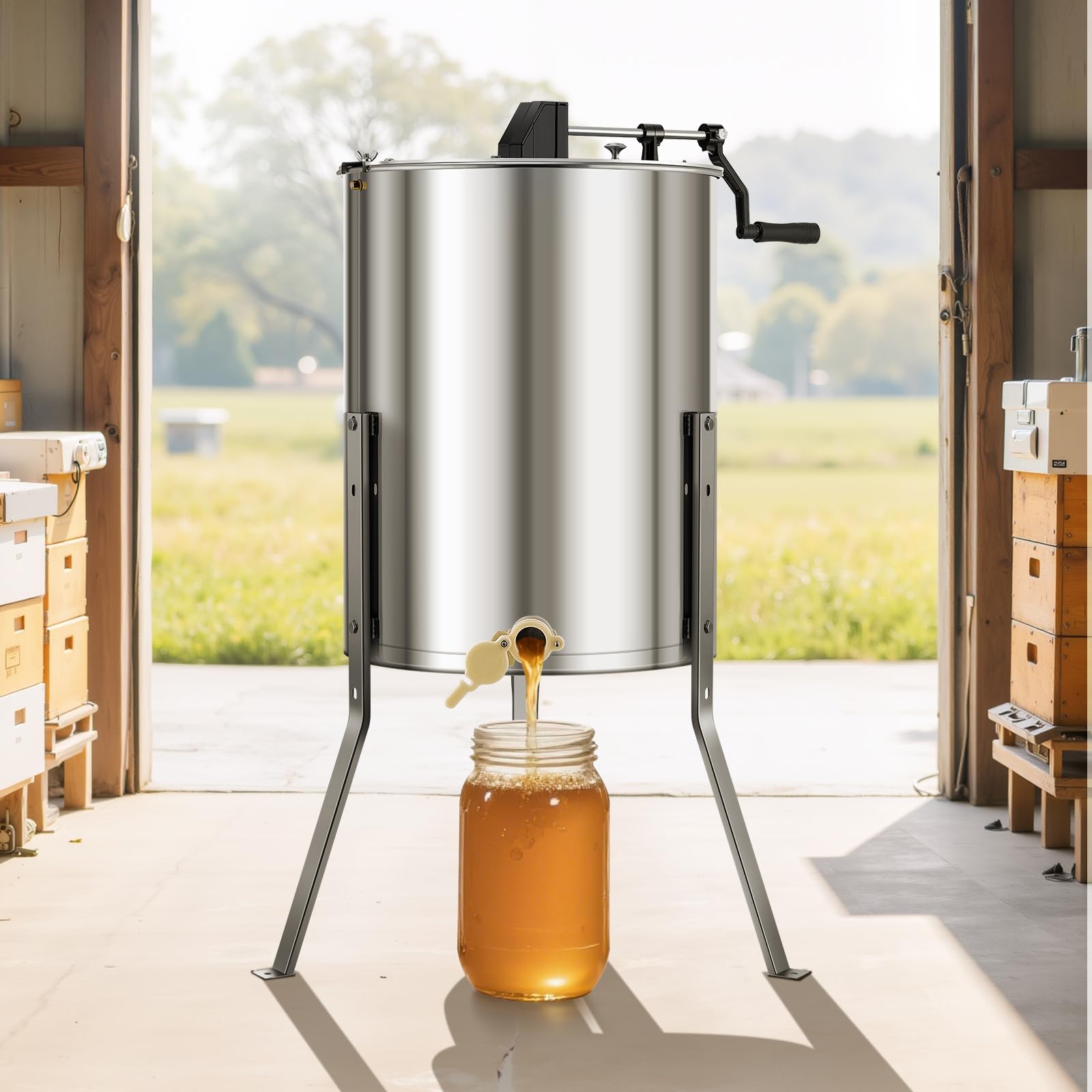 VEVOR extractor beside jars showing scale and easy filling benefit