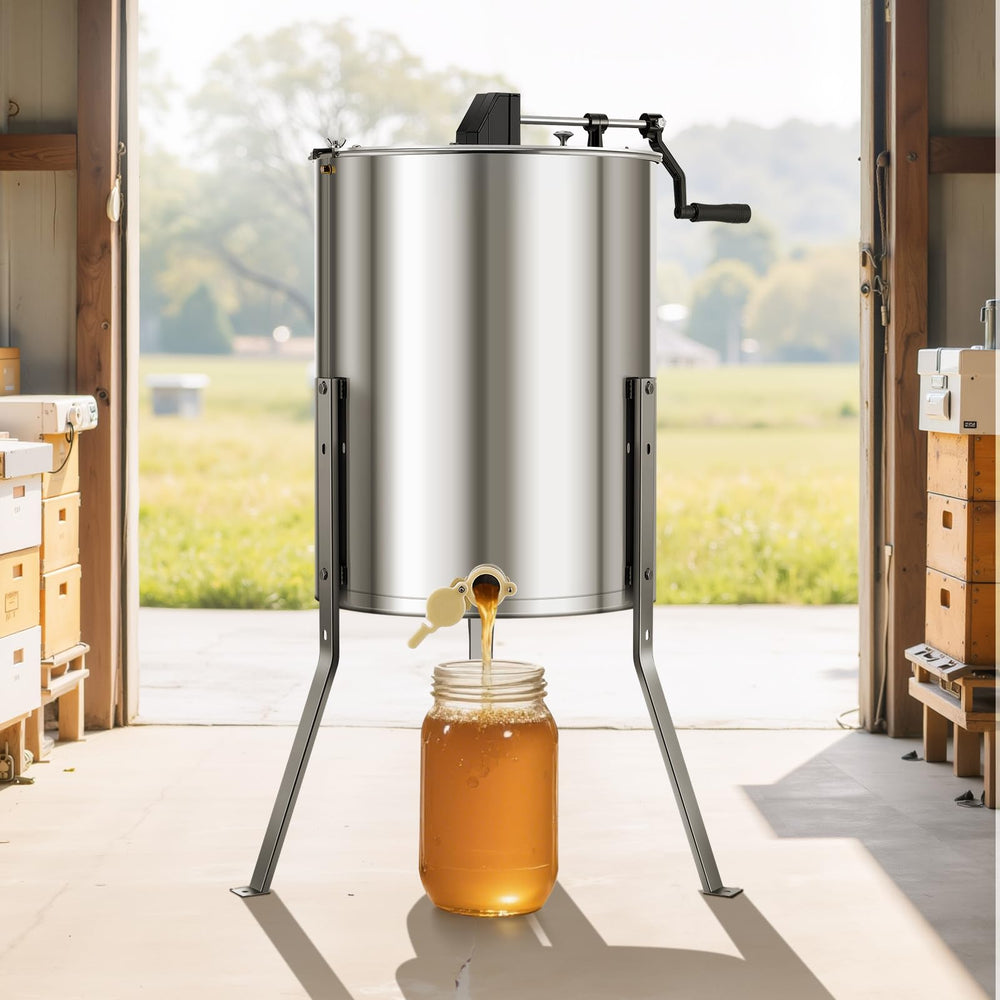 VEVOR extractor beside jars showing scale and easy filling benefit