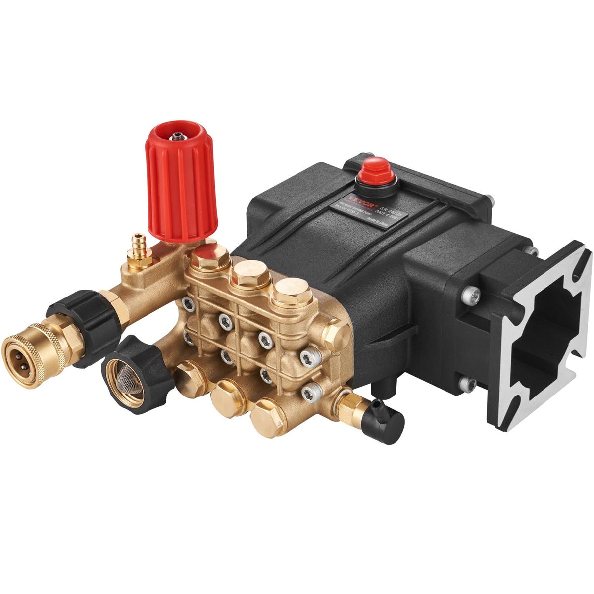 VEVOR front view of pump showing mounting points and robust housing benefit durability