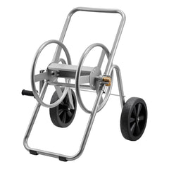 VEVOR hose reel cart front view showing stable frame and drum for easy transport