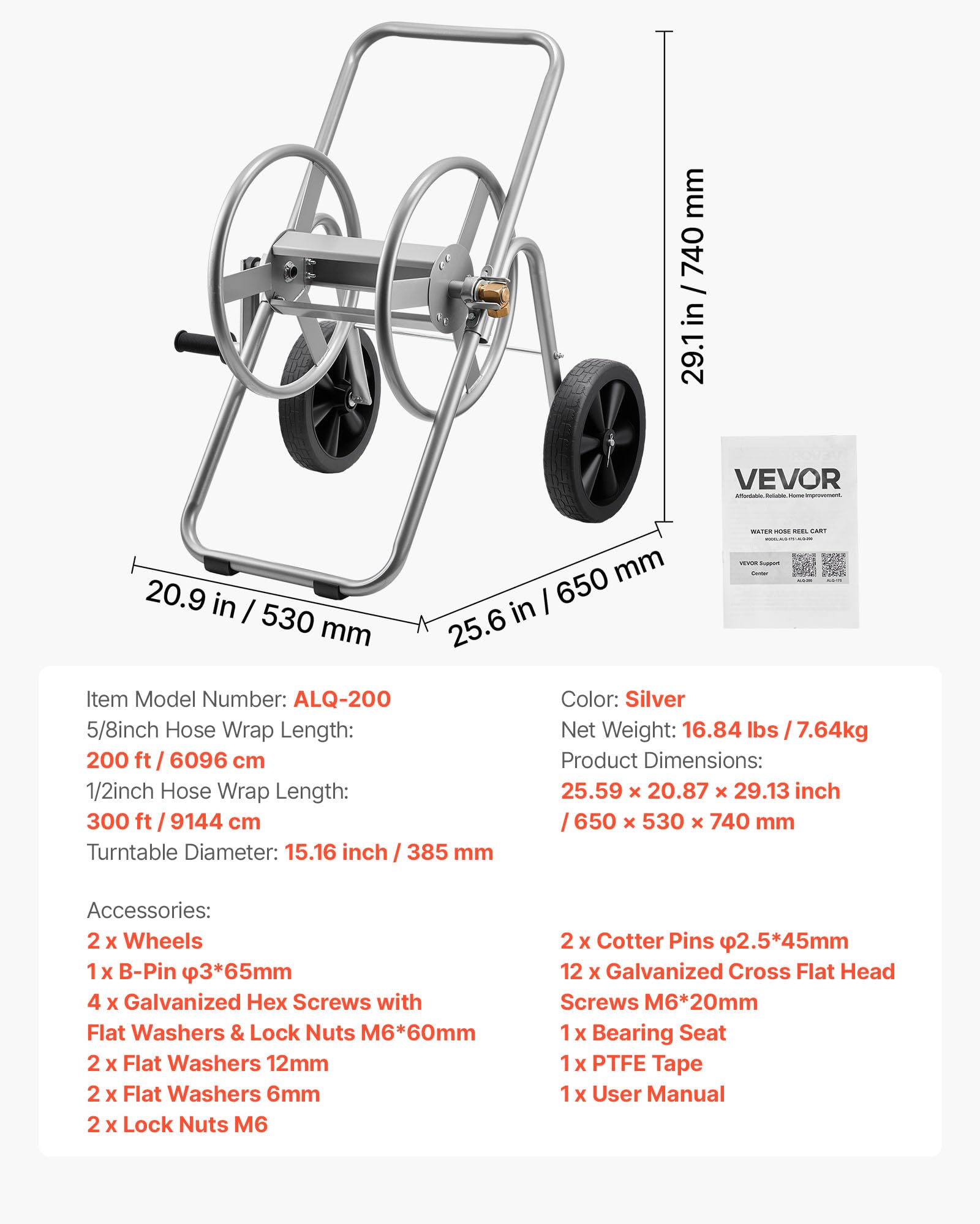 VEVOR cart in-use in garden demonstrating portable watering and cleaning convenience