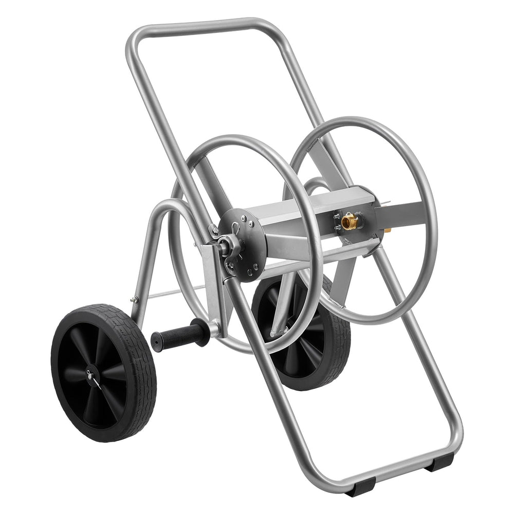 VEVOR cart on gravel and lawn highlighting low-center design for stable transport