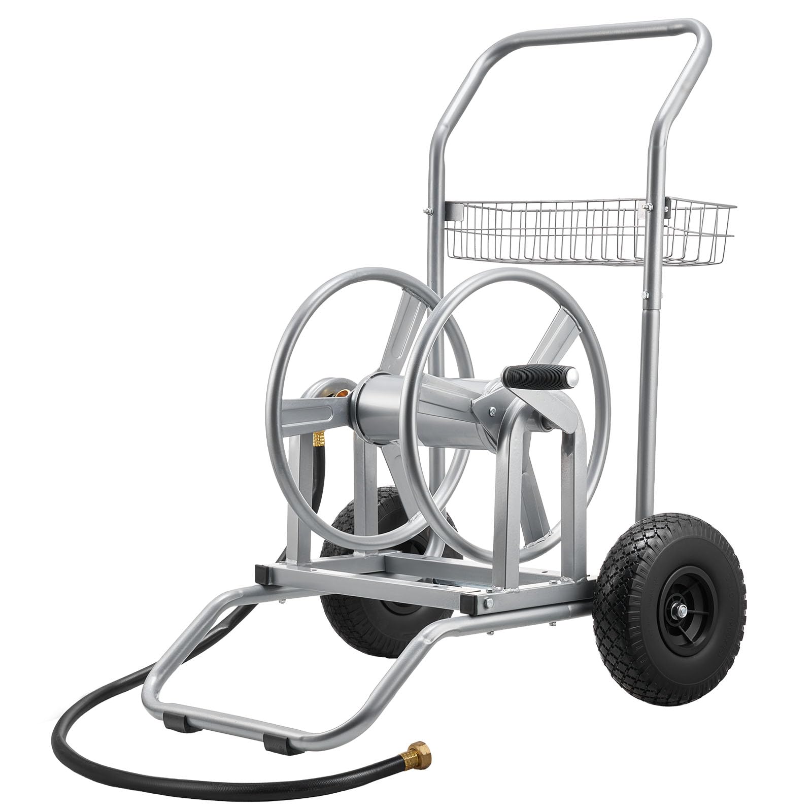 VEVOR front view of hose reel cart showing full assembly and portability benefit