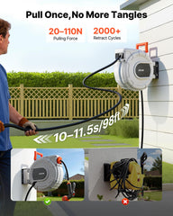 VEVOR hose reel wall mounted in garden for tidy hose storage and accessibility