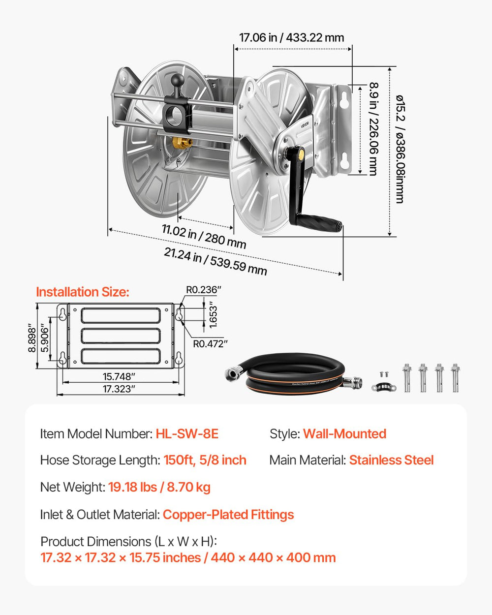 VEVOR size comparison with person illustrating compact footprint and capacity