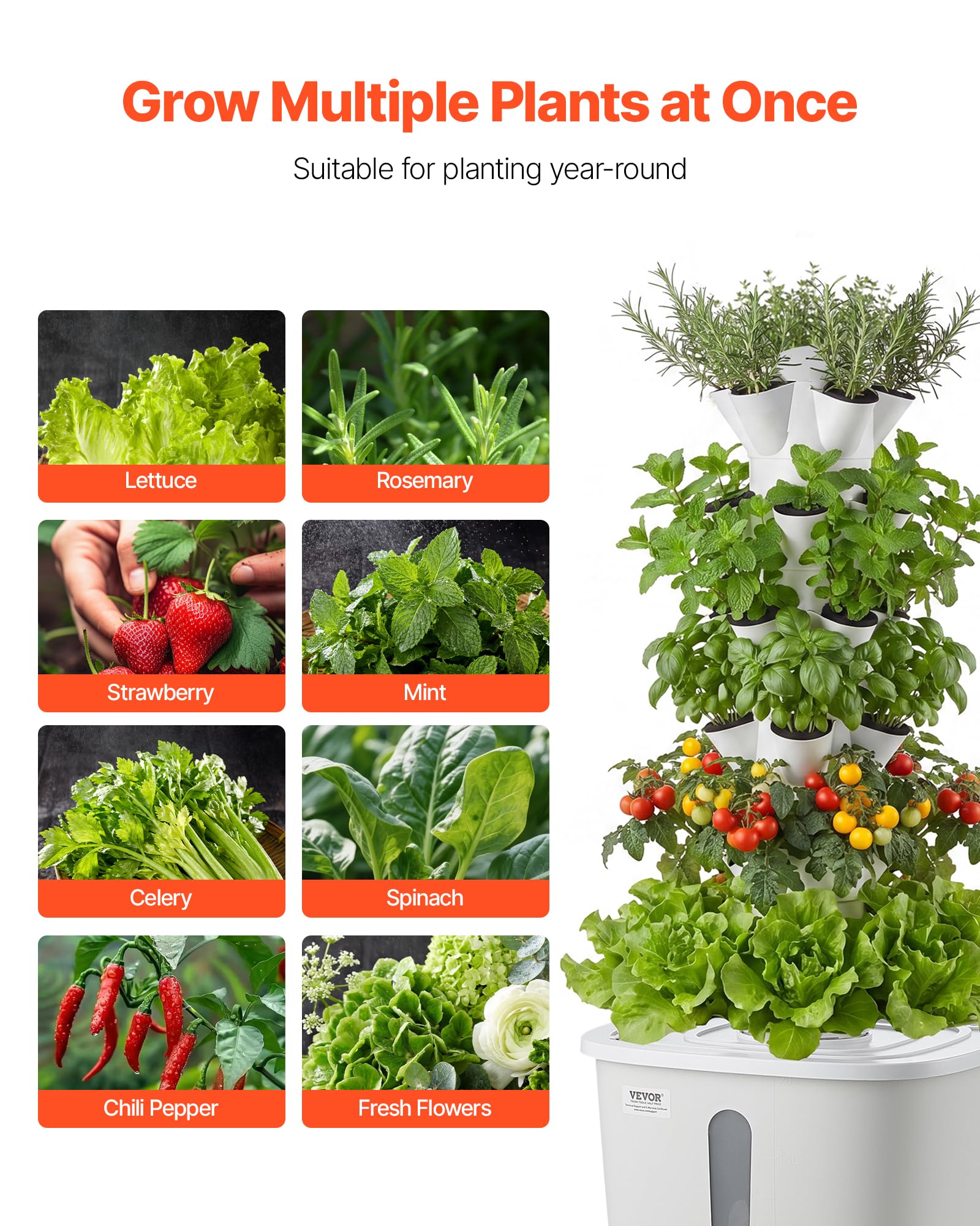 VEVOR side profile in kitchen, showing compact vertical garden fits small spaces