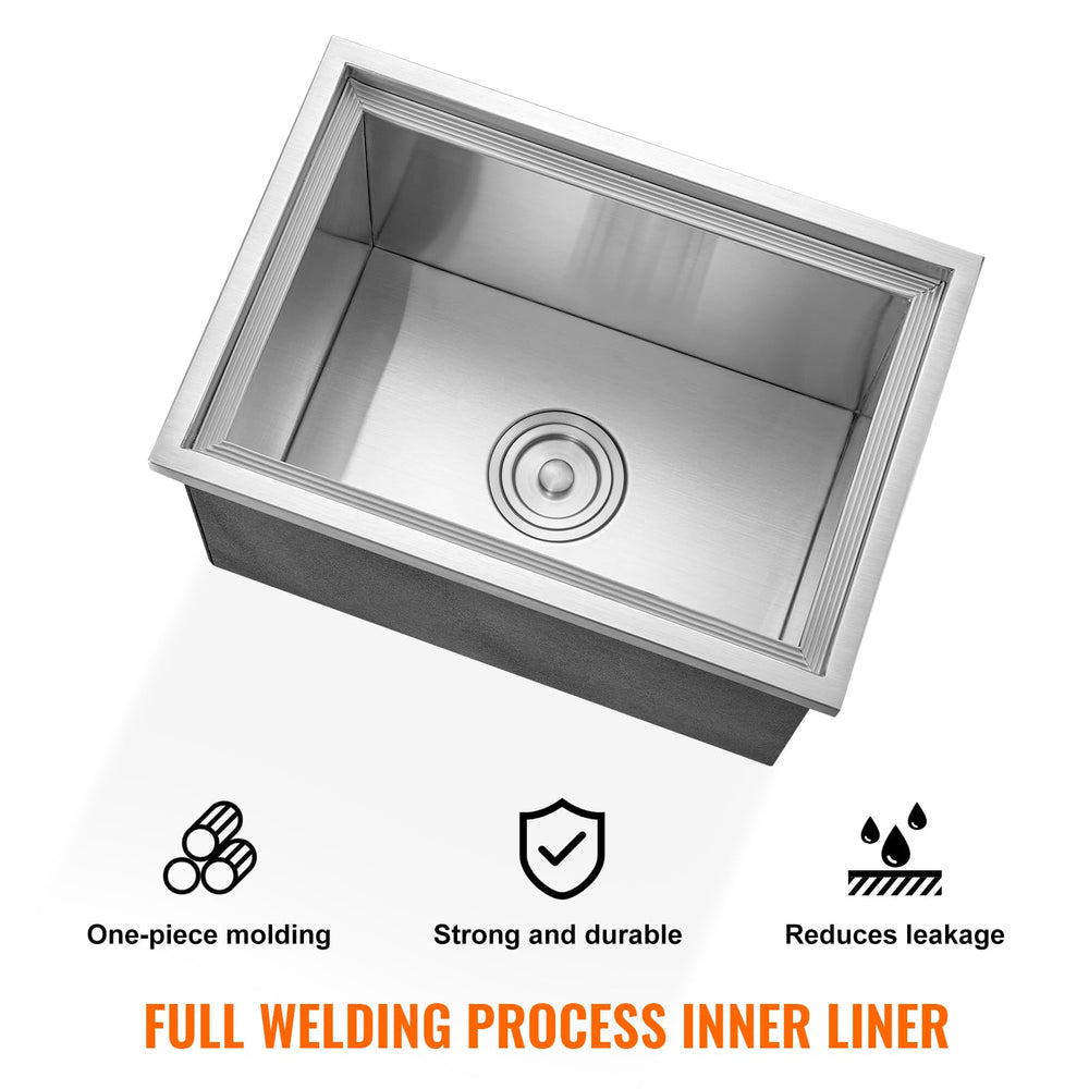 VEVOR drain pipe and filter mesh detail, enabling fast hygienic water drainage