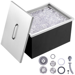 VEVOR front view of stainless steel ice chest showing durable exterior and compact fit