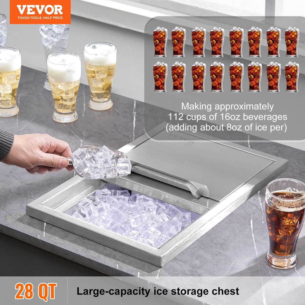 VEVOR sliding cover closed to preserve cold and reduce melt for improved efficiency