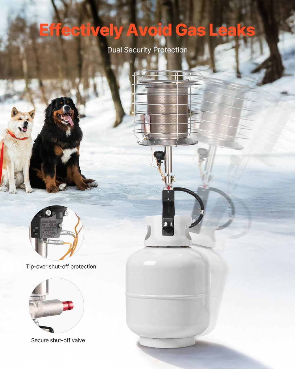 VEVOR control knob and igniter detail for easy temperature adjustment benefit