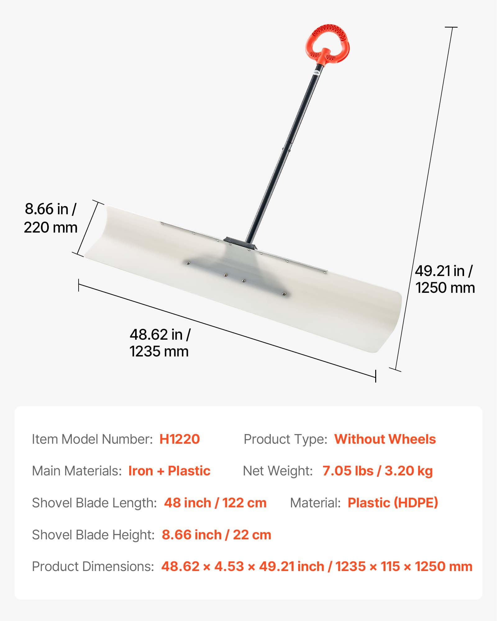 VEVOR snow pusher in use on driveway moving large volumes efficiently