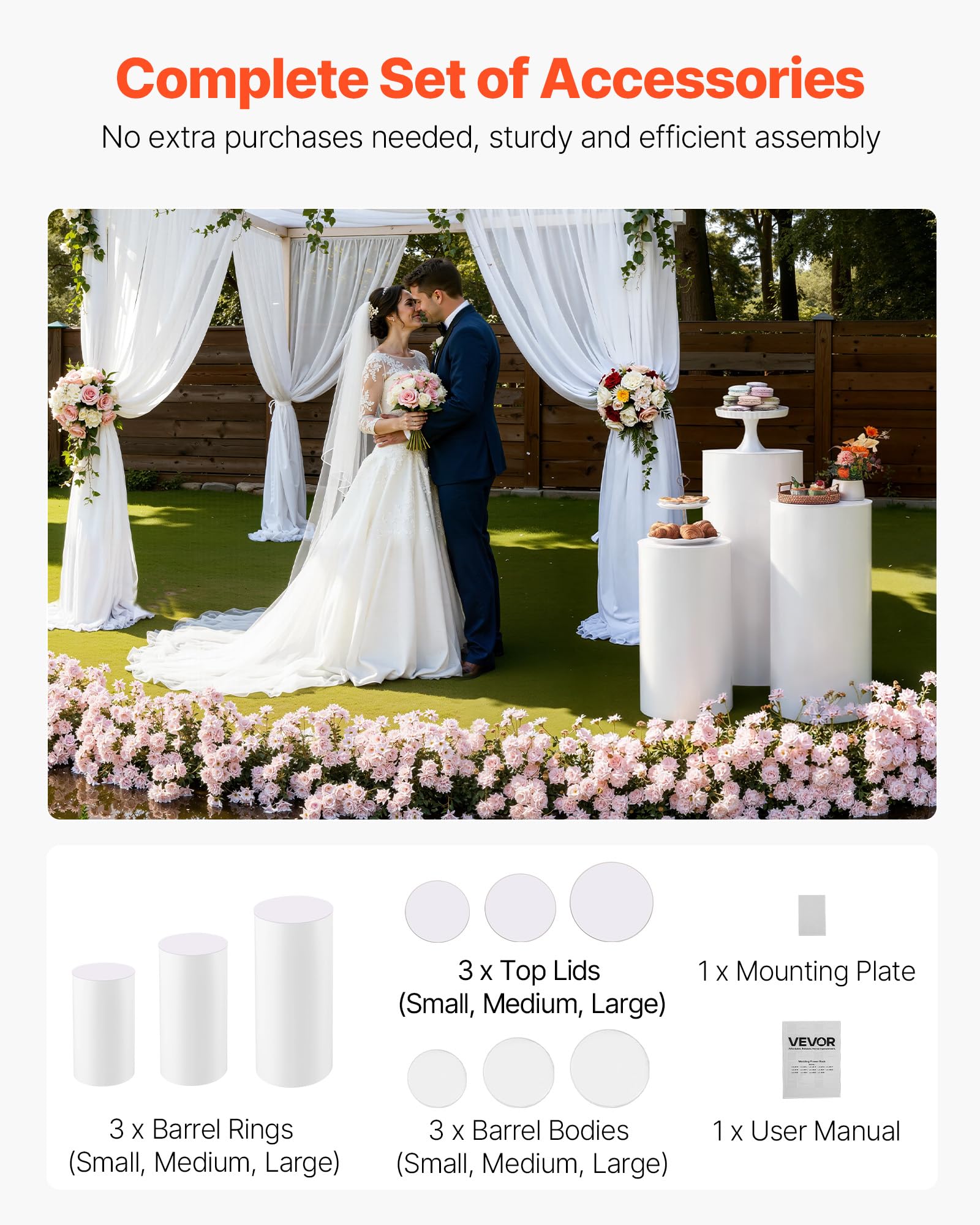 VEVOR pedestal holding floral centerpiece showcasing event-ready stability