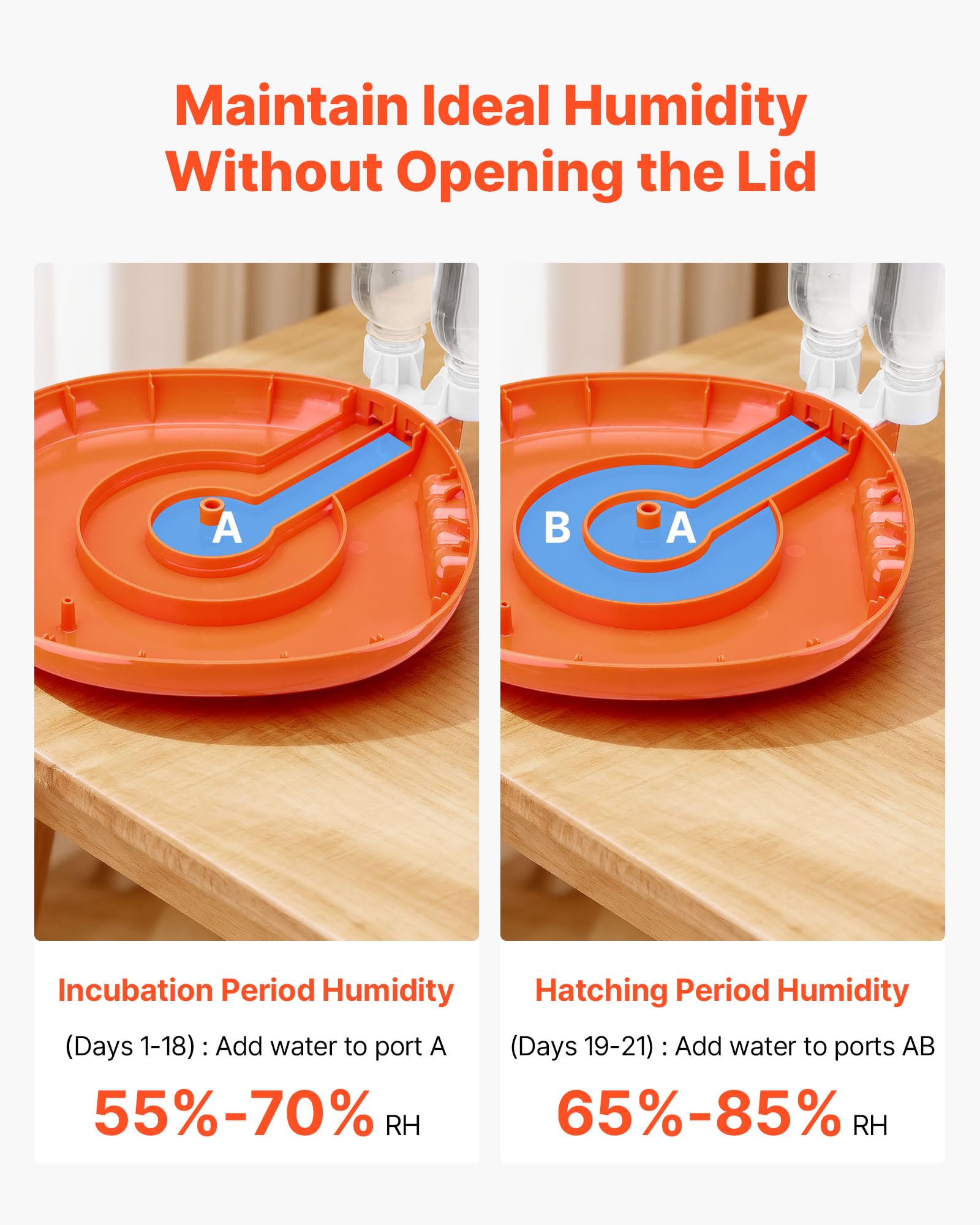 VEVOR close-up of the automatic egg turner ensuring even rotation and healthier hatches