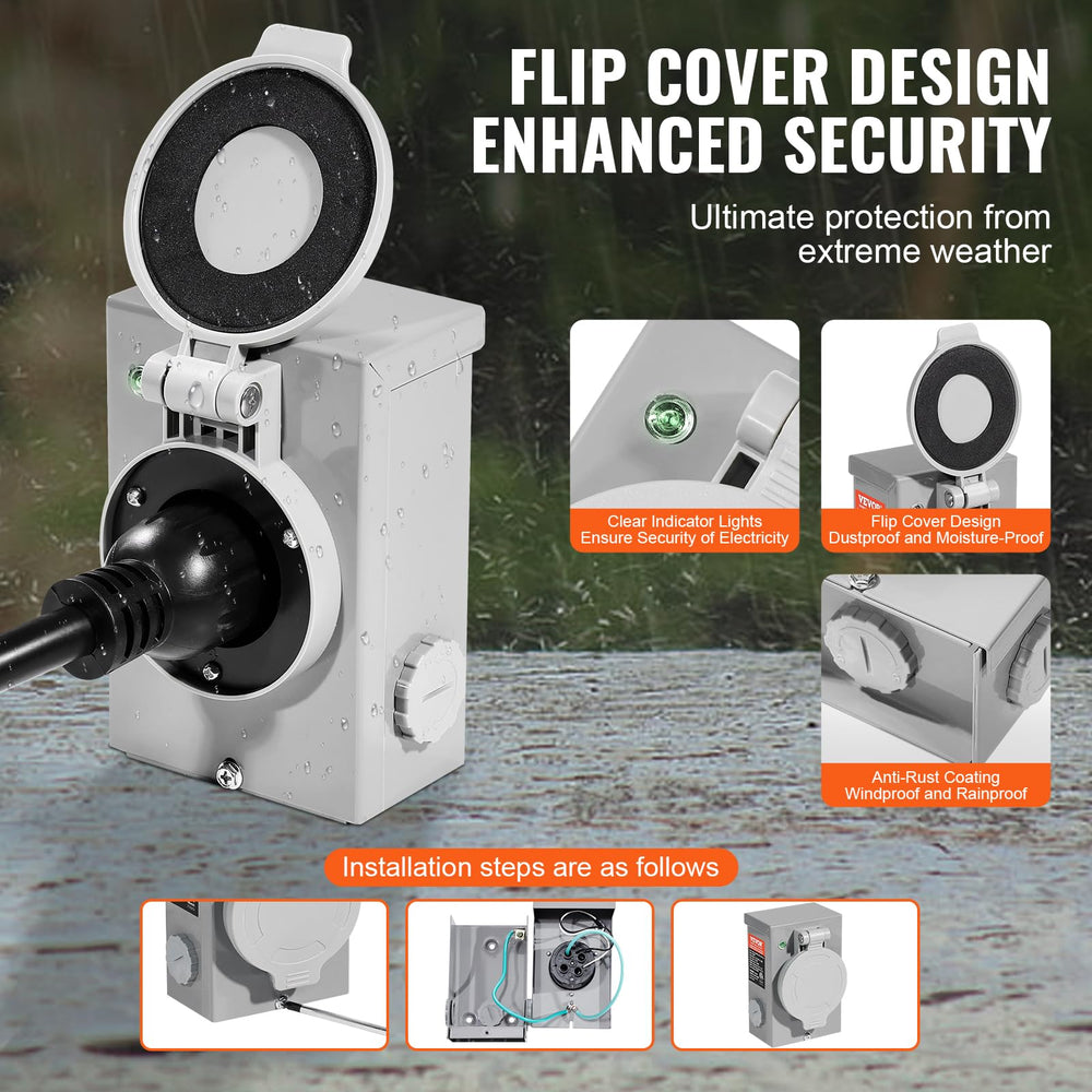 VEVOR inlet box mounted outdoors demonstrating rust resistance and protection