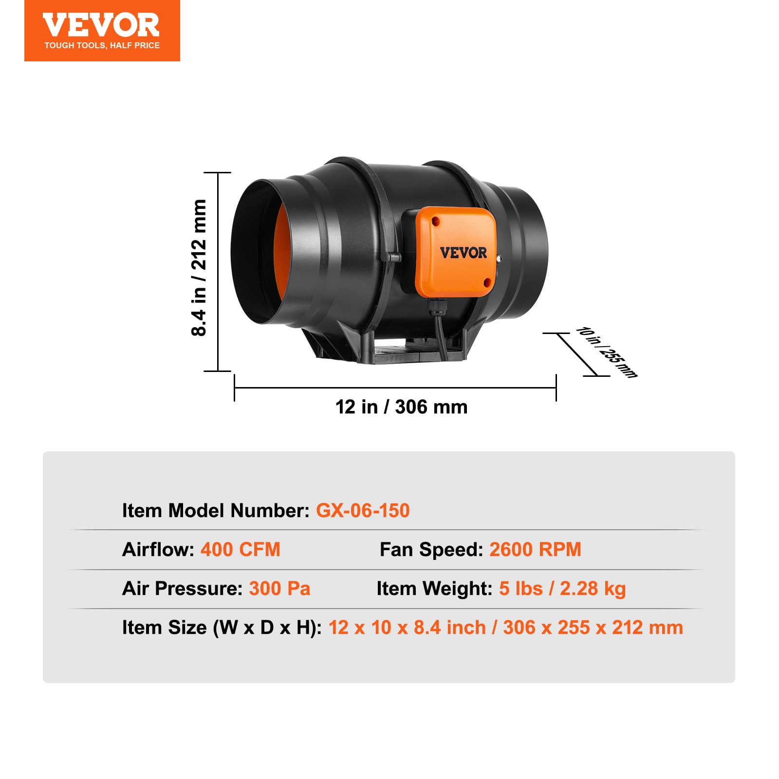 VEVOR duct connection showing secure clamp fit, prevents air leaks