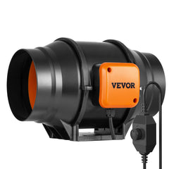 VEVOR inline fan front view showing compact housing and outlet, improves airflow