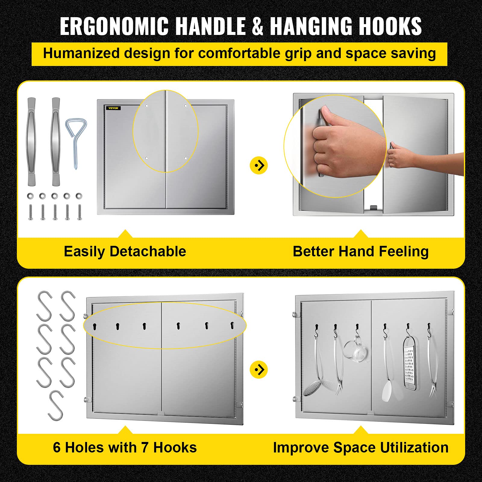 VEVOR printed installation template beside cabinet cutout for accurate fit
