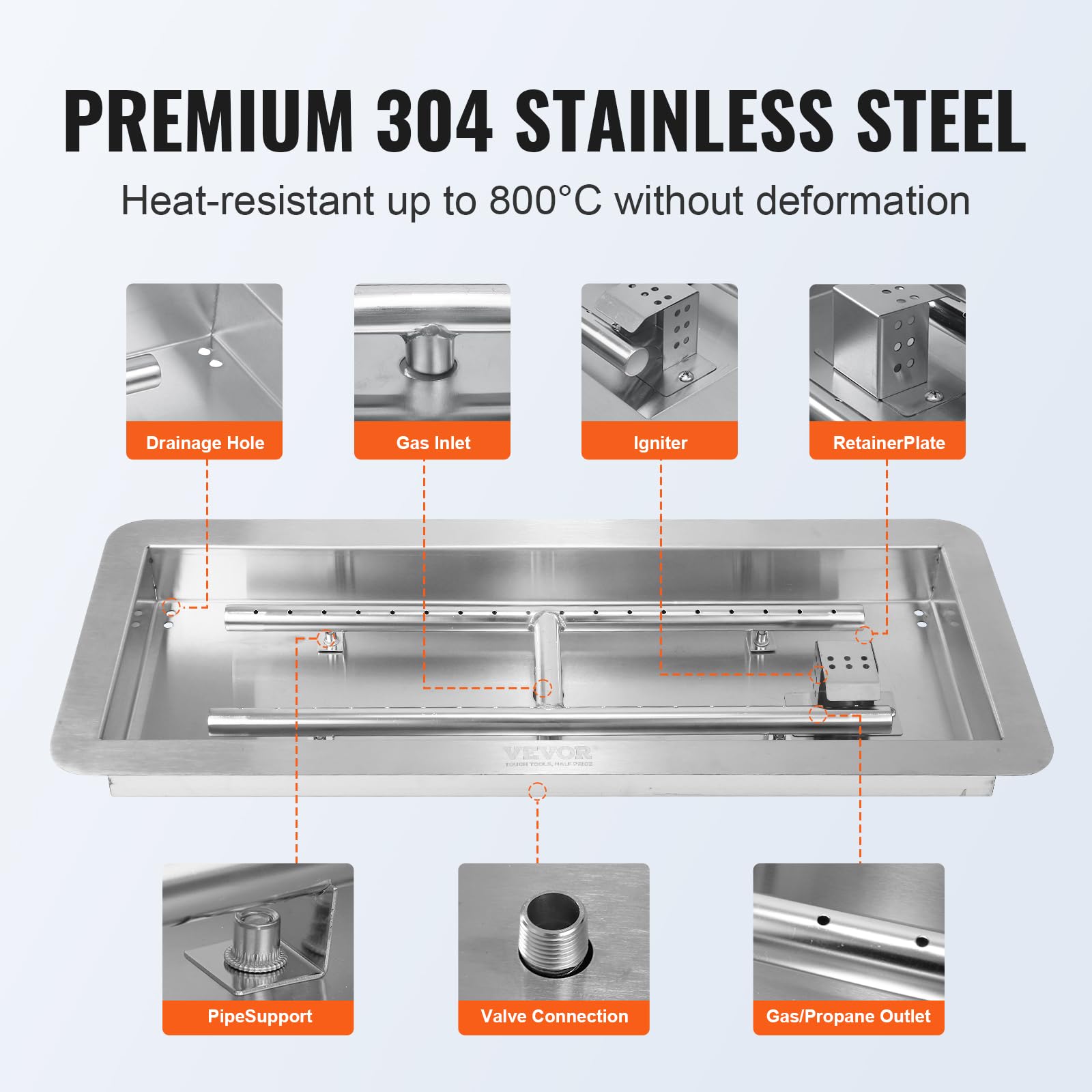 VEVOR installed drop-in pan in outdoor countertop showing seamless fit benefit
