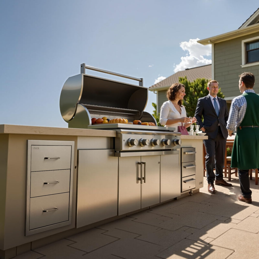 VEVOR installed in outdoor kitchen island for weatherproof convenience