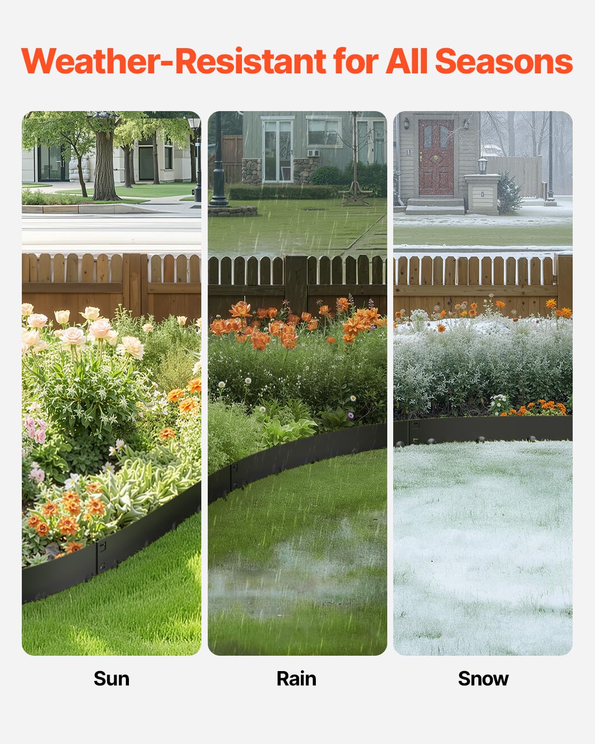VEVOR installed in ground showing tidy lawn-to-bed separation benefit