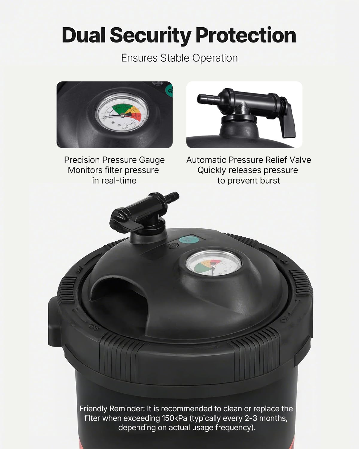 VEVOR installed on an inground pool demonstrating compatibility and clean integration