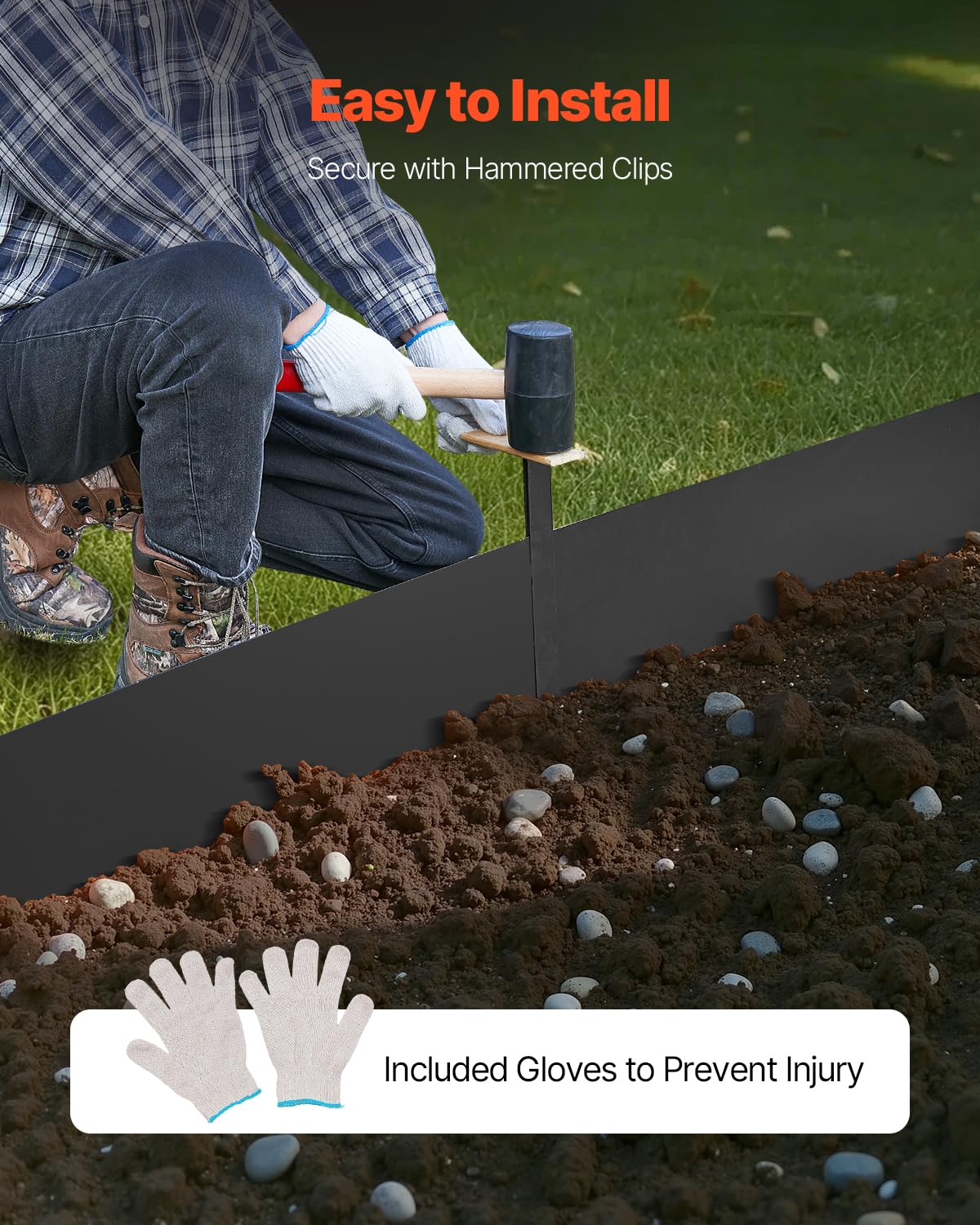 VEVOR installed along pathway separating grass from gravel for clear boundary