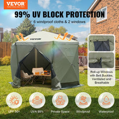 VEVOR interior mesh closeup highlighting UPF50+ protection and airflow